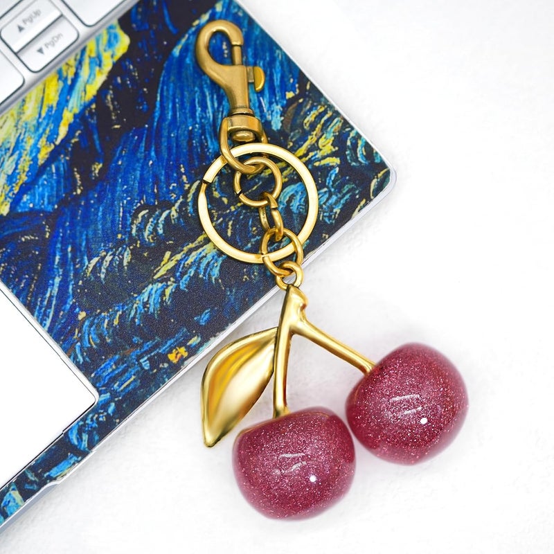nylry Cherry Keychain & Bag Charm - Cute Cherry Accessories for Women - Gift - Image 3